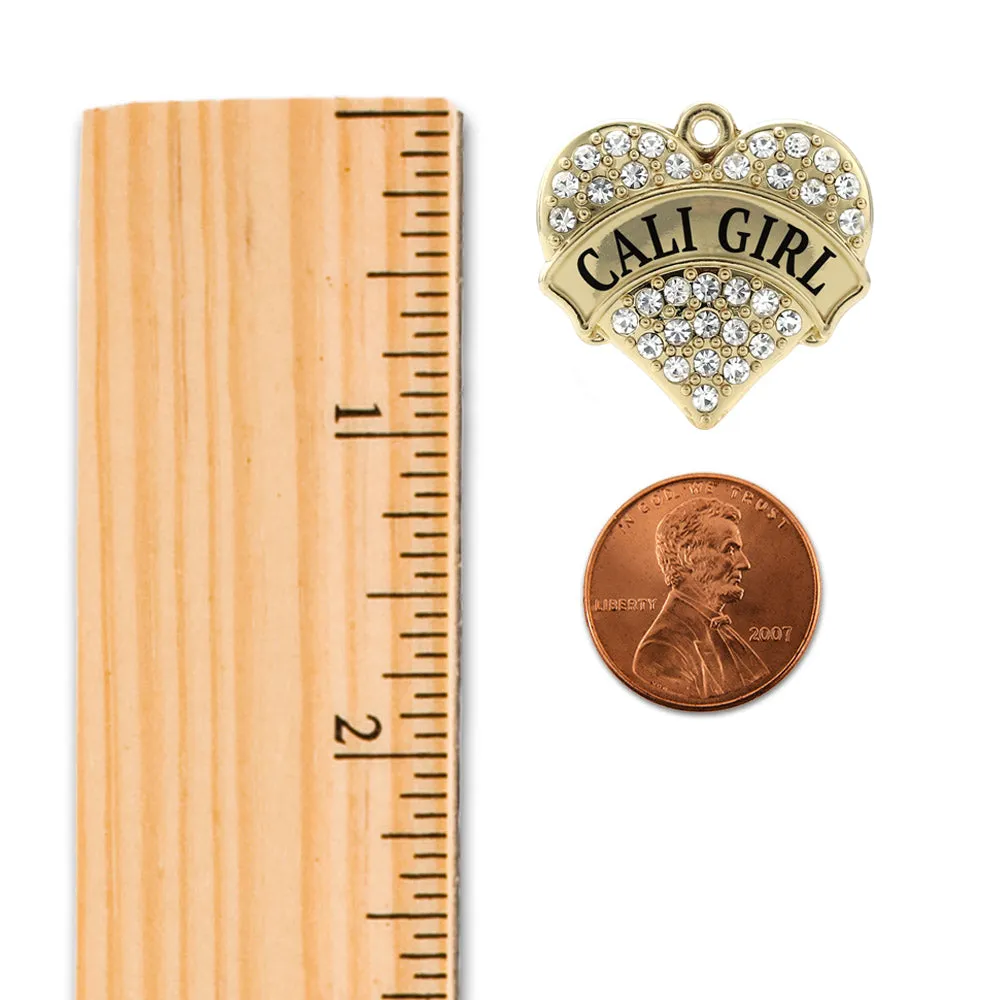 Gold Cali Girl Pave Heart Charm Toggle Bracelet