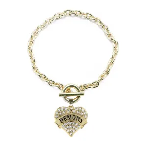 Gold Demons Pave Heart Charm Toggle Bracelet