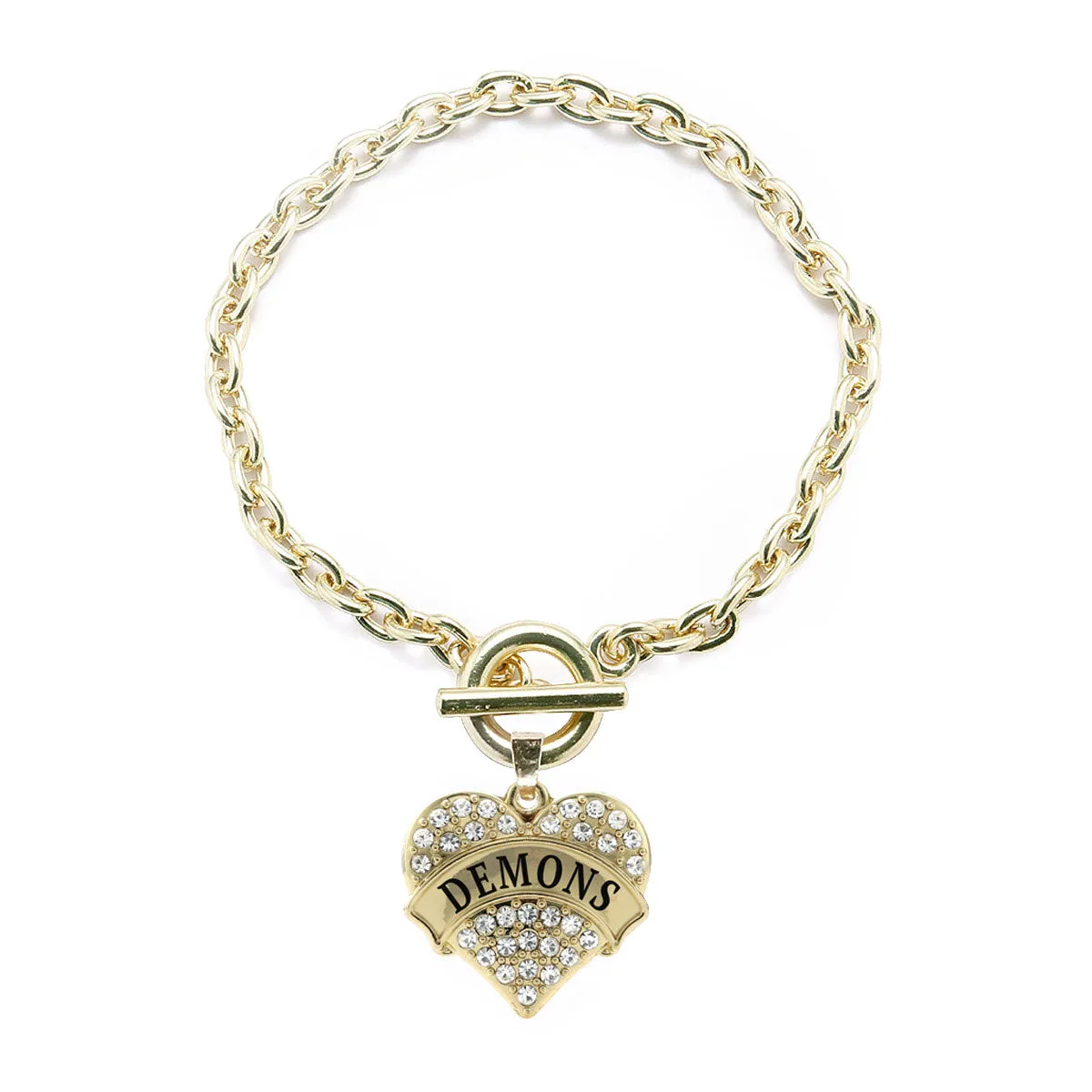 Gold Demons Pave Heart Charm Toggle Bracelet