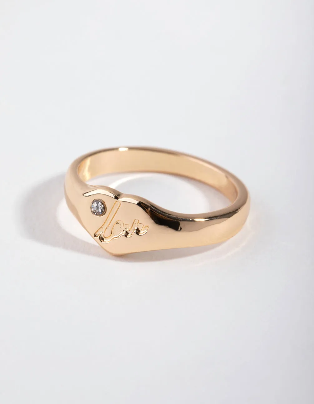 Gold Love Heart Signet Ring