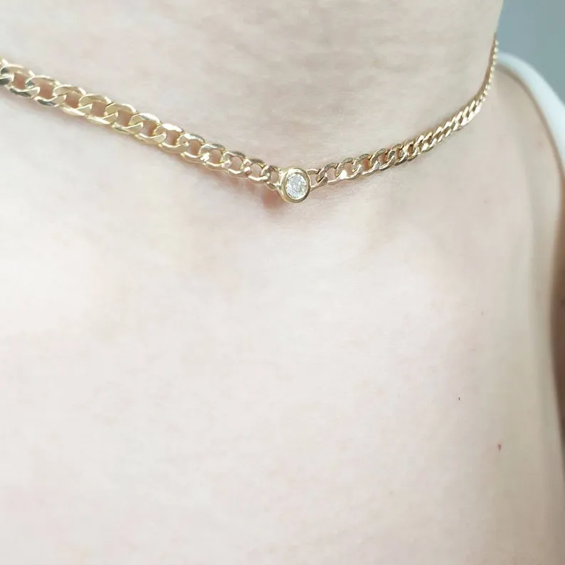 Gold Necklace Chain With Diamond
