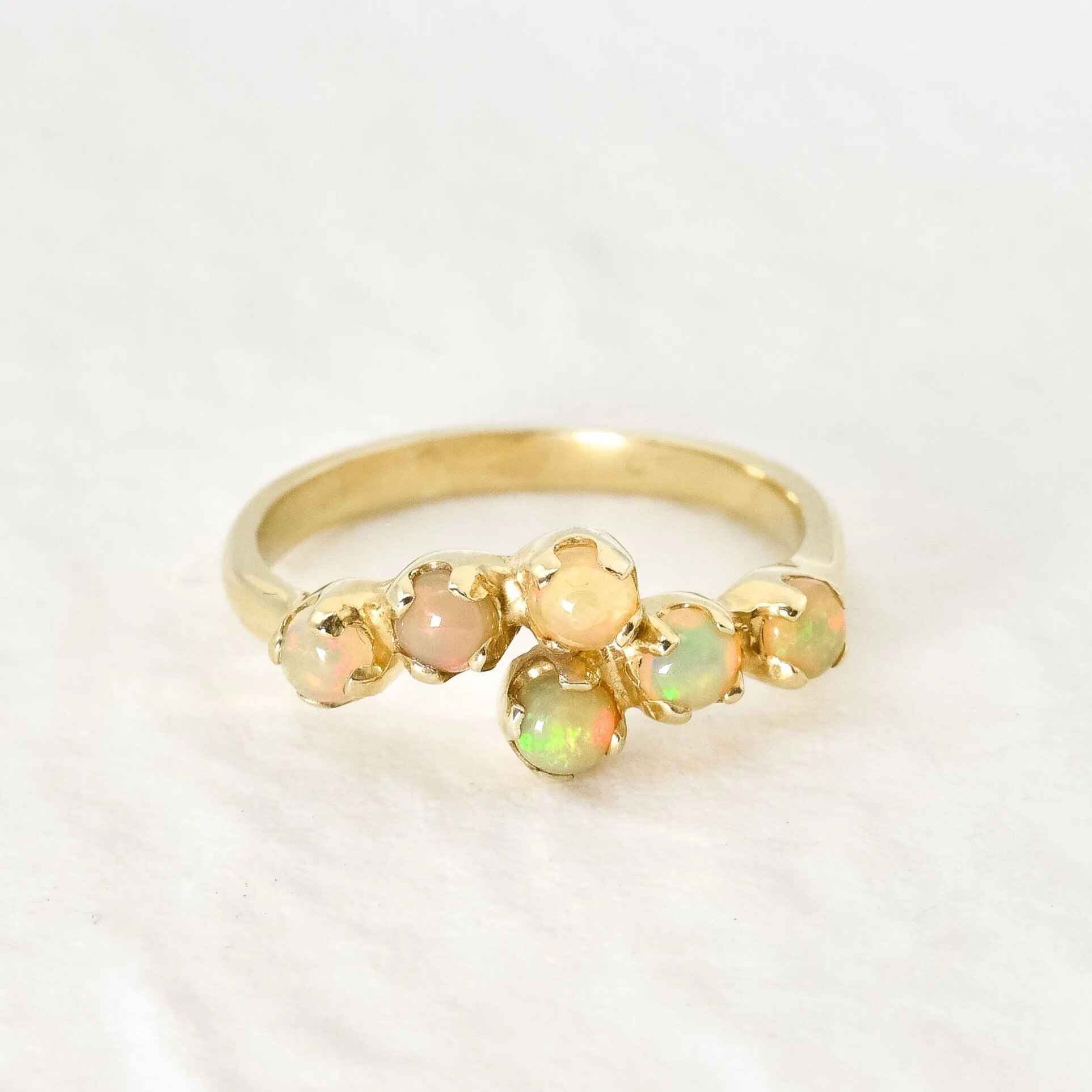 Gold Opal Ring - Natural Fire Opal Ring - Vintage Opal Ring