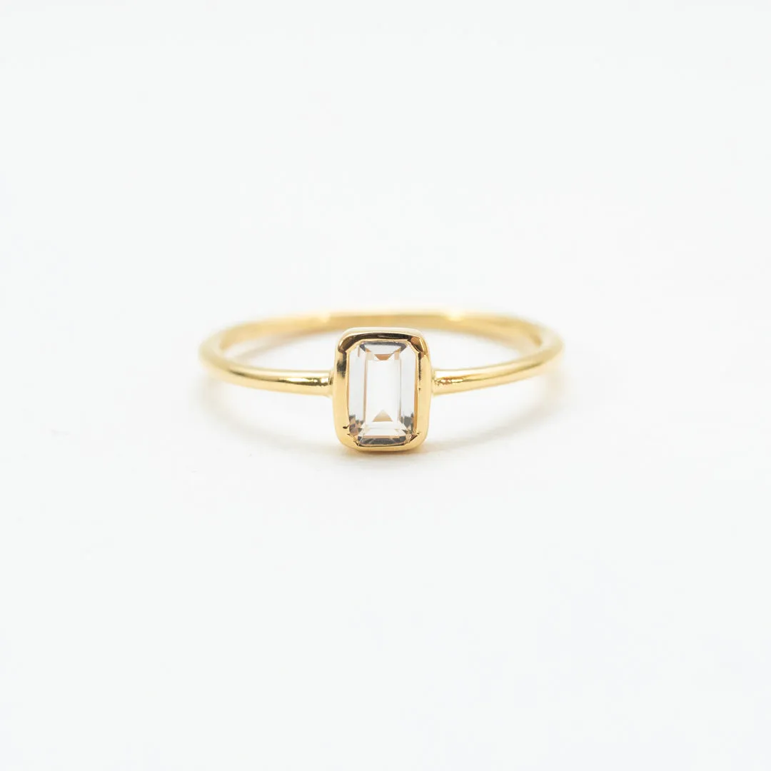 Gold Vermeil Emerald Cut White Topaz Ring