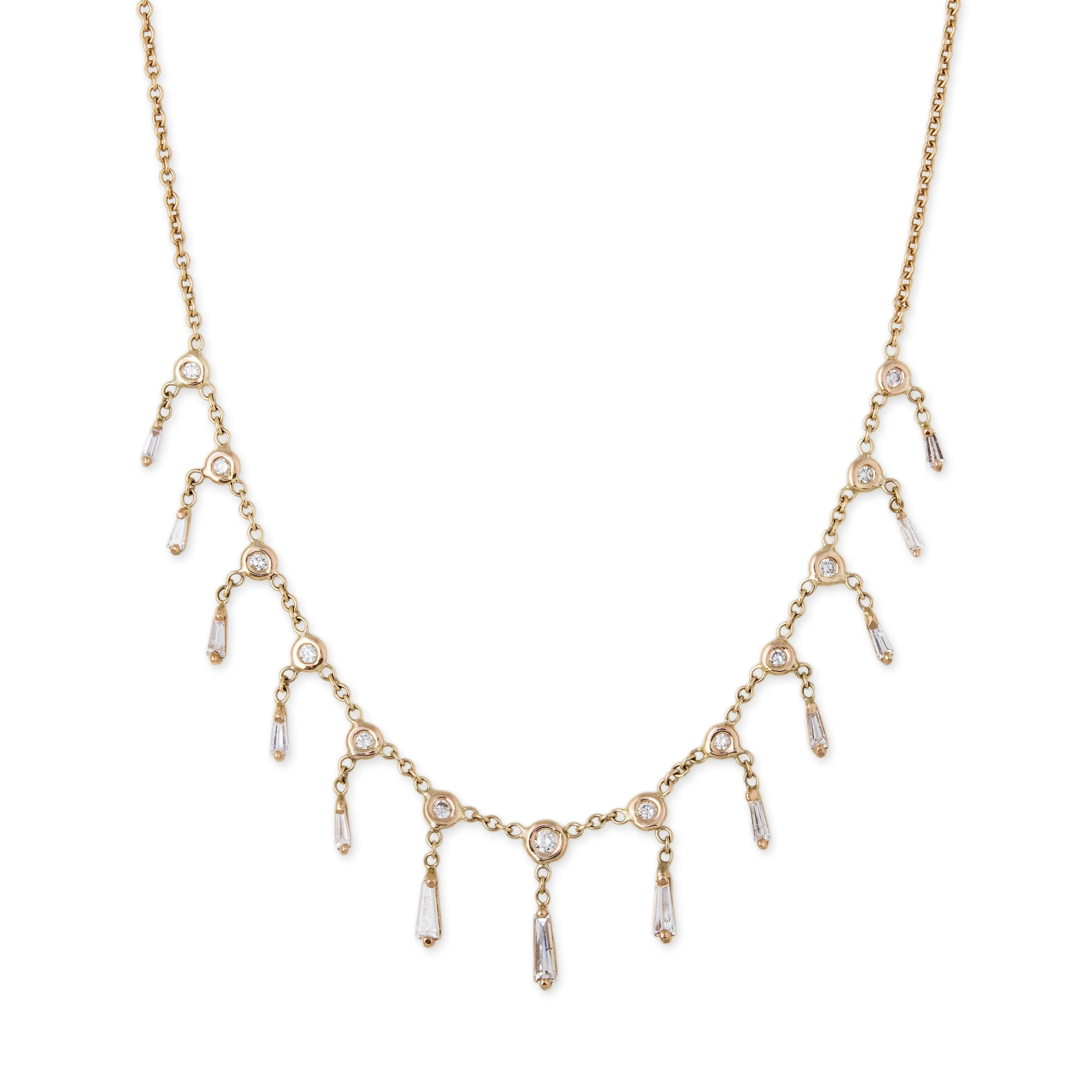 GRADUATED BAGUETTE SHAKER NECKLACE