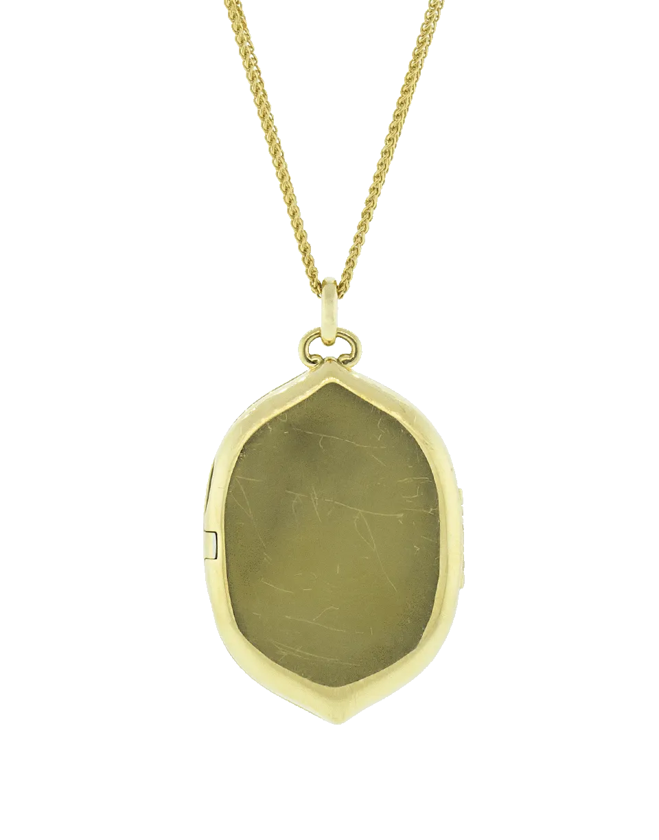 Green Cats Eye Moonstone Locket Necklace