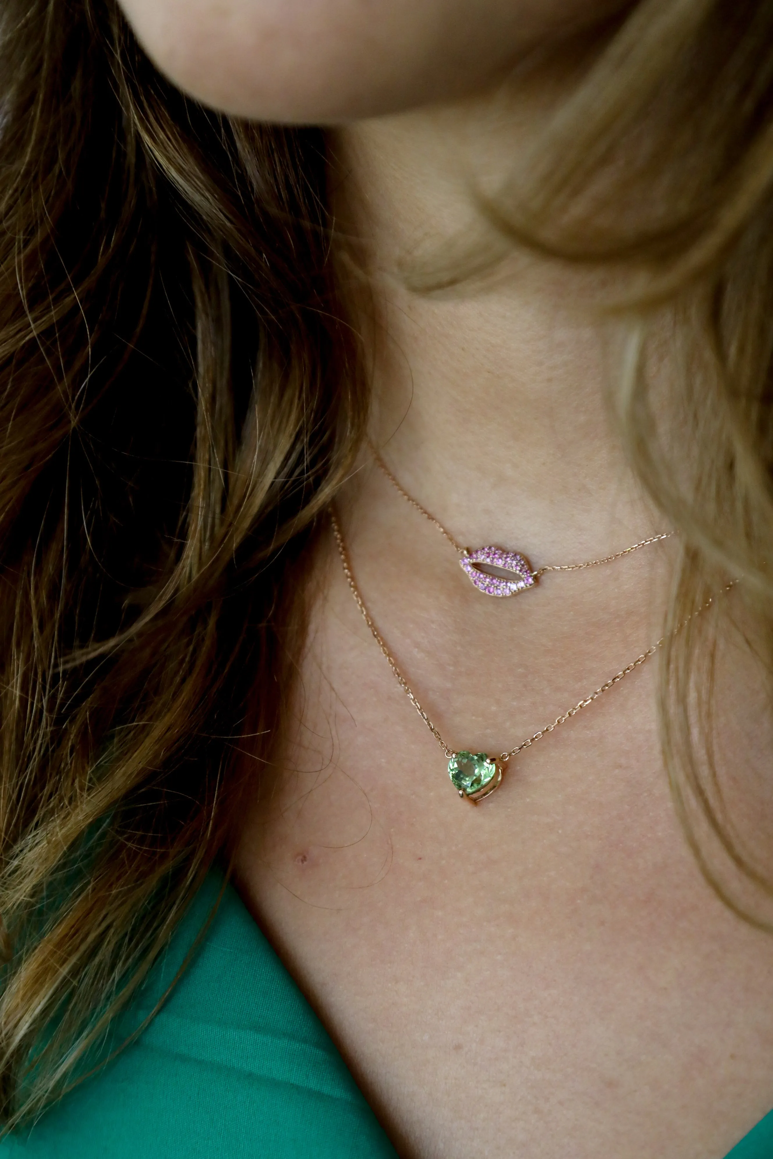 Green Tourmaline Heart Necklace