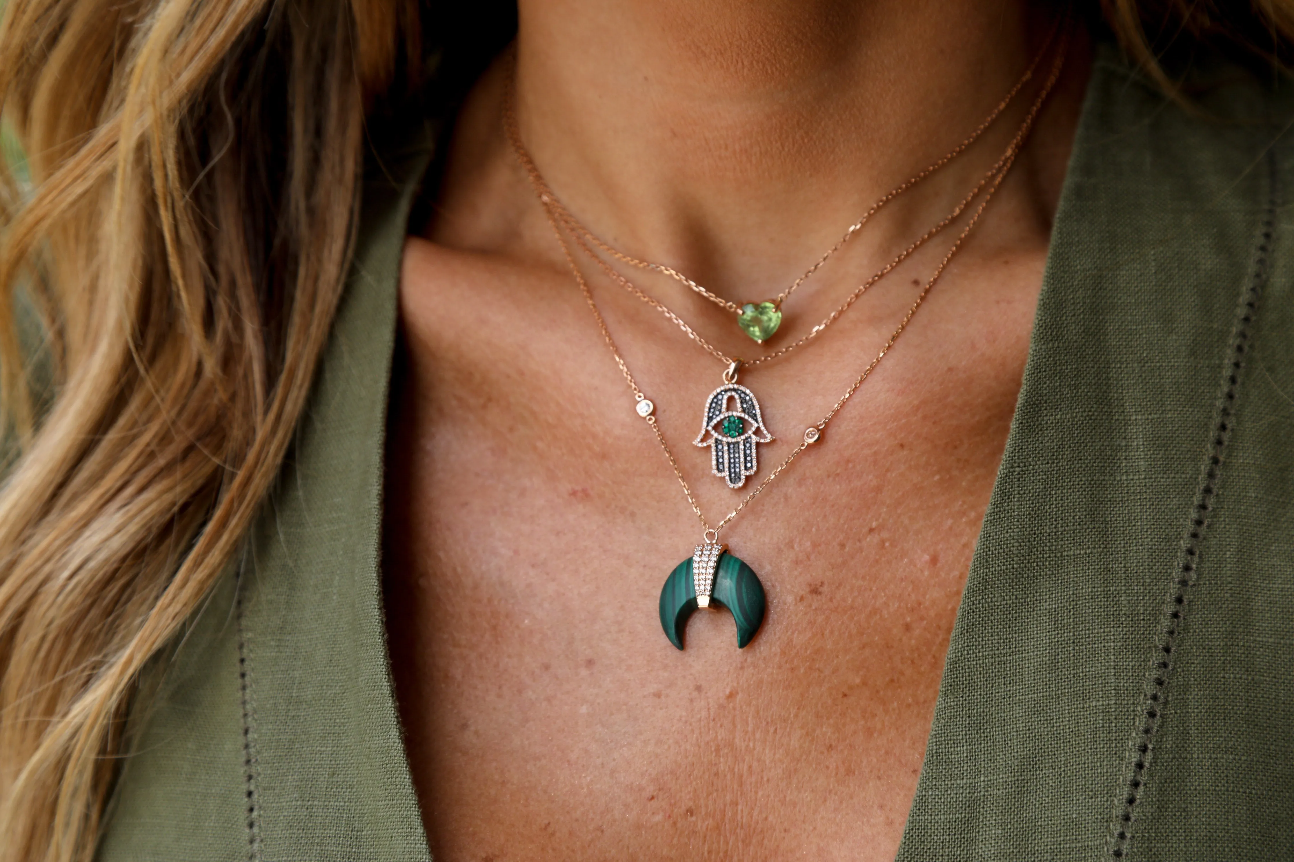 Green Tourmaline Heart Necklace
