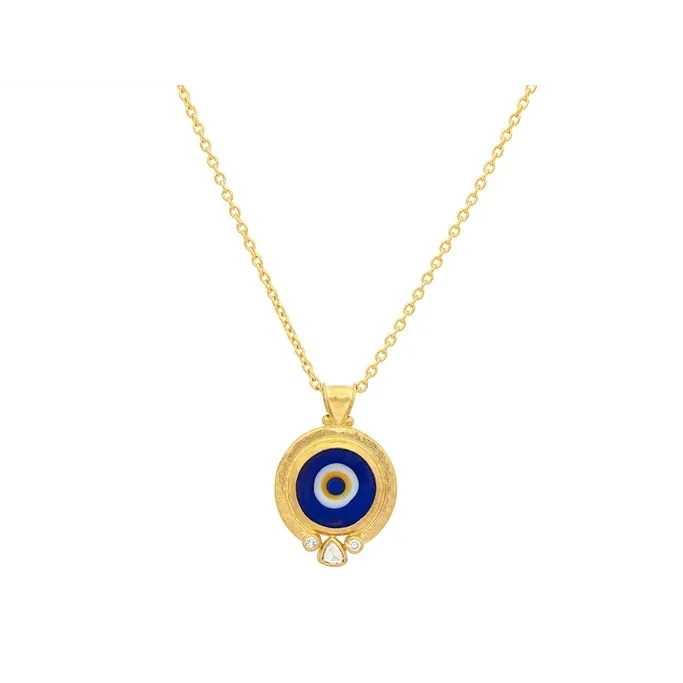 Gurhan One-of-a-Kind 24K Yellow Gold Evil Eye Pendant with 22K Chain and 18K Clasp