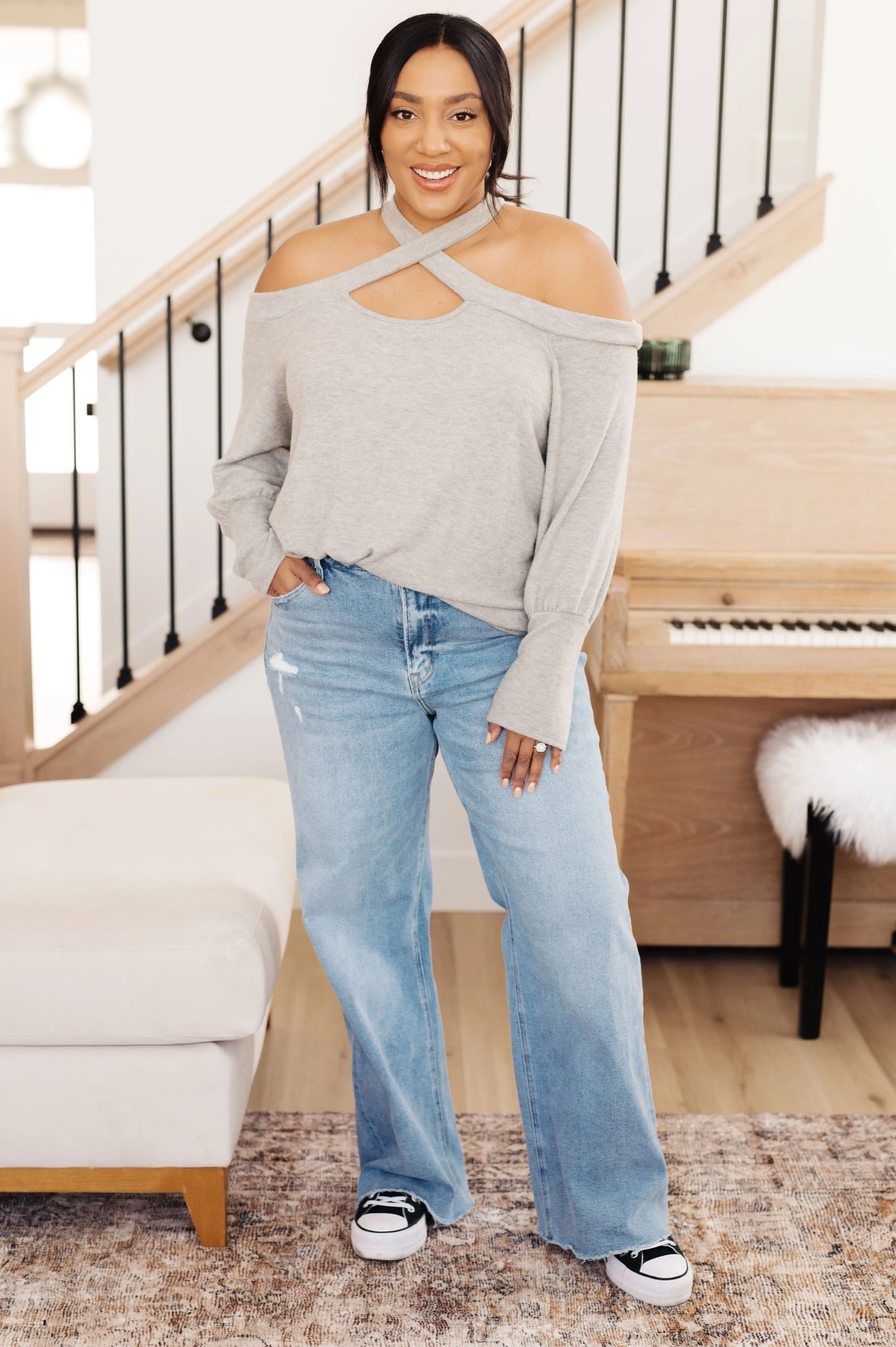 Halter Detail Top in Grey