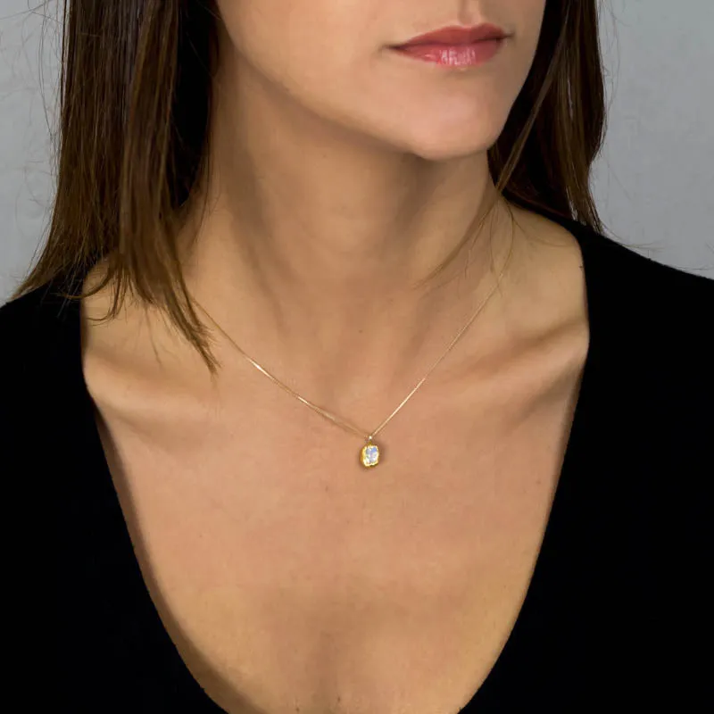 Hammered Rainbow Moonstone Necklace