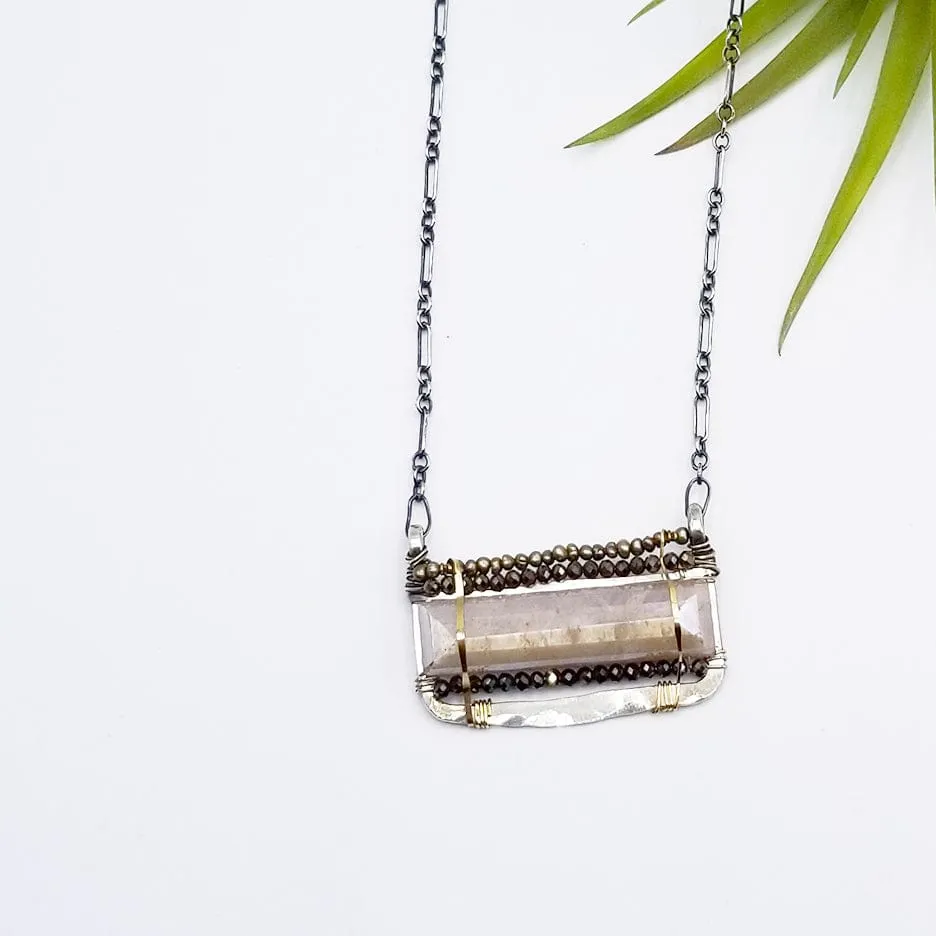 HAND FORMED RECTANGLE MOONSTONE NECKLACE