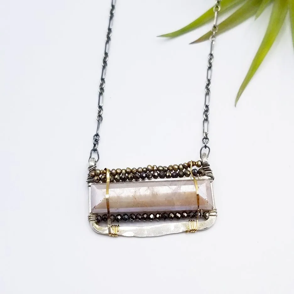 HAND FORMED RECTANGLE MOONSTONE NECKLACE
