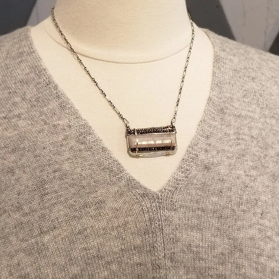 HAND FORMED RECTANGLE MOONSTONE NECKLACE