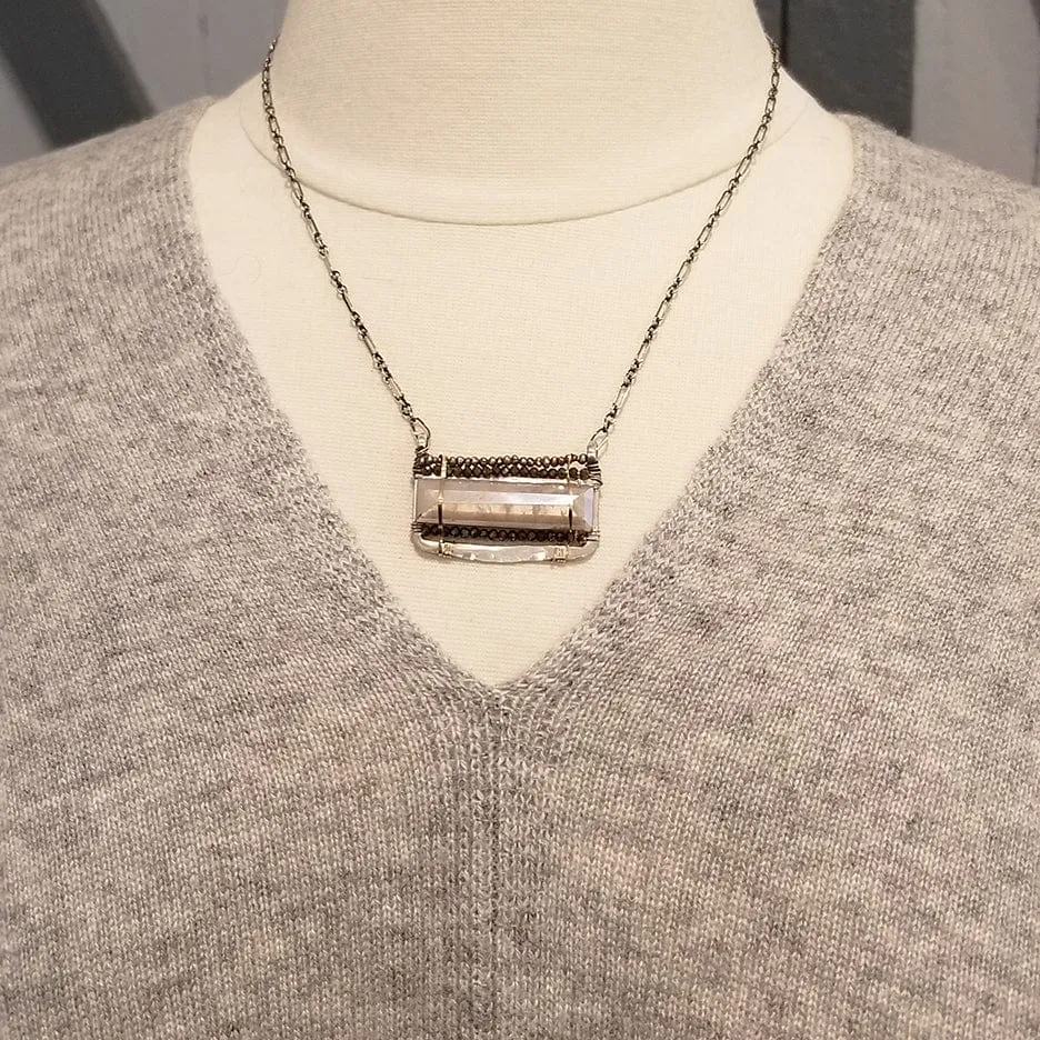 HAND FORMED RECTANGLE MOONSTONE NECKLACE