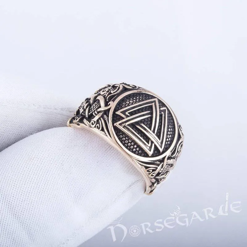 Handcrafted Valknut Mammen Style Ring - Bronze