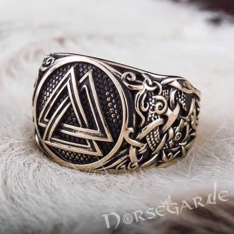Handcrafted Valknut Mammen Style Ring - Bronze