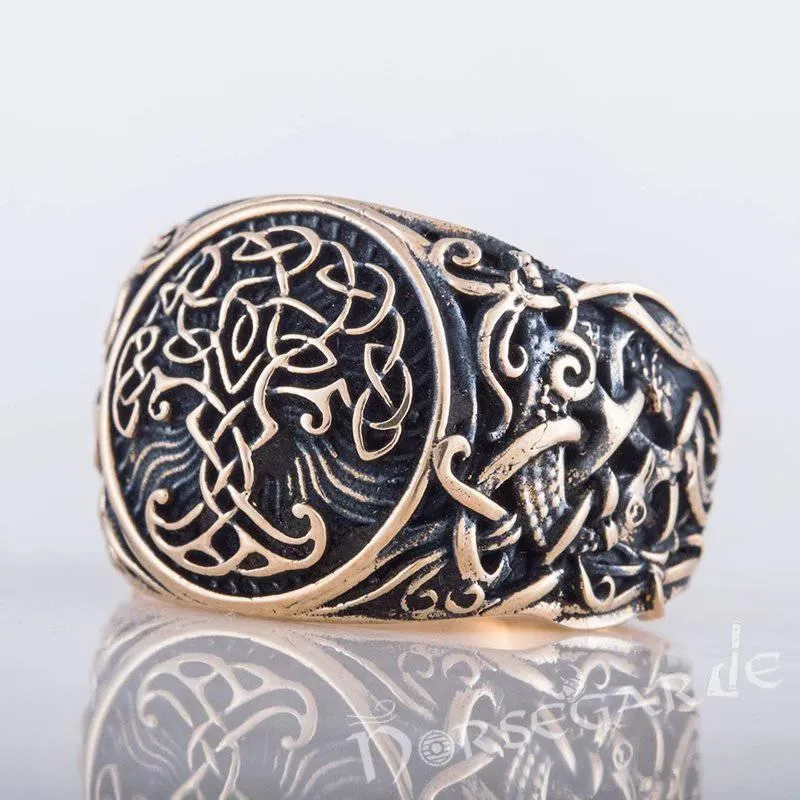 Handcrafted Yggdrasil Mammen Style Ring - Bronze