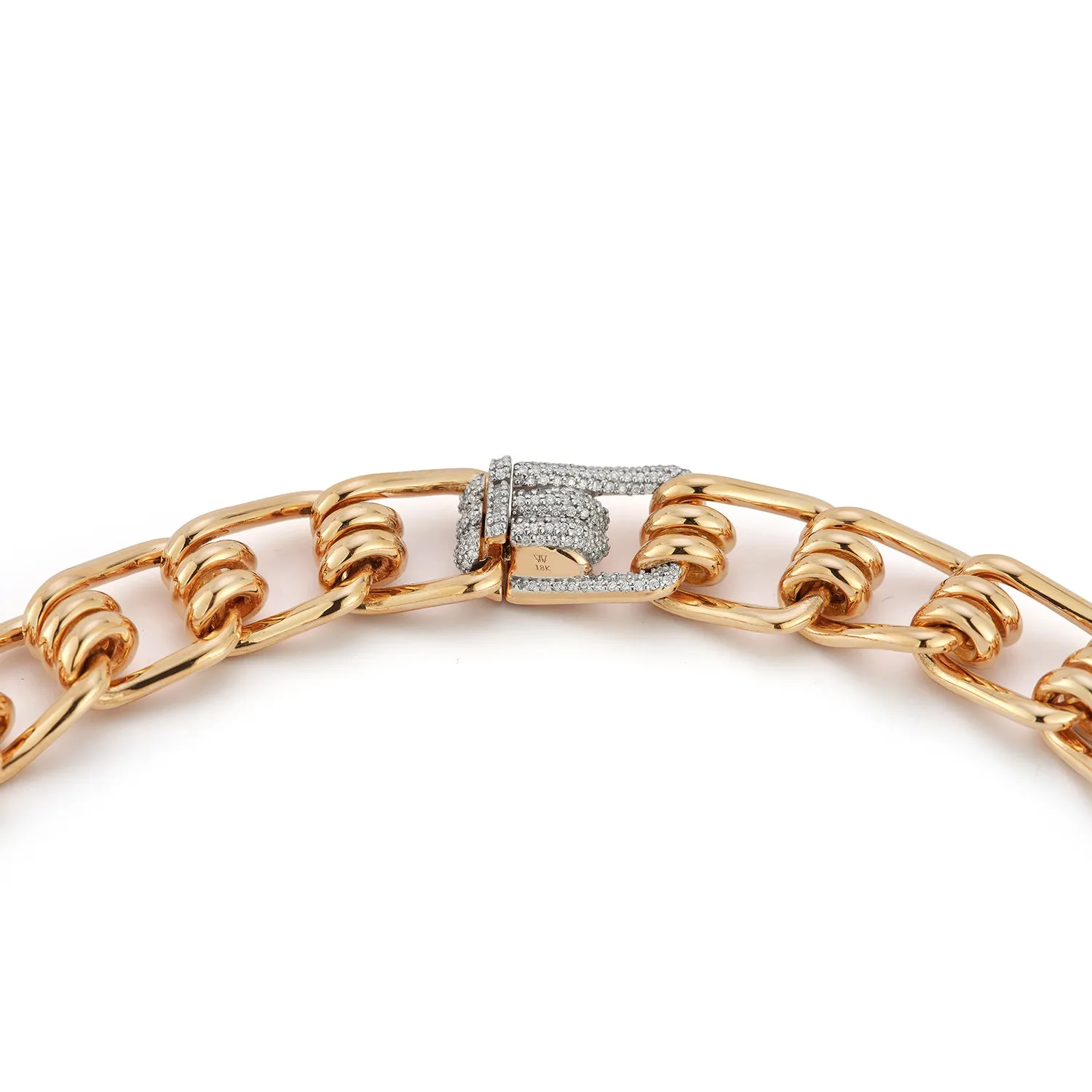 HUXLEY 18K GOLD AND DIAMOND COIL LINK NECKLACE