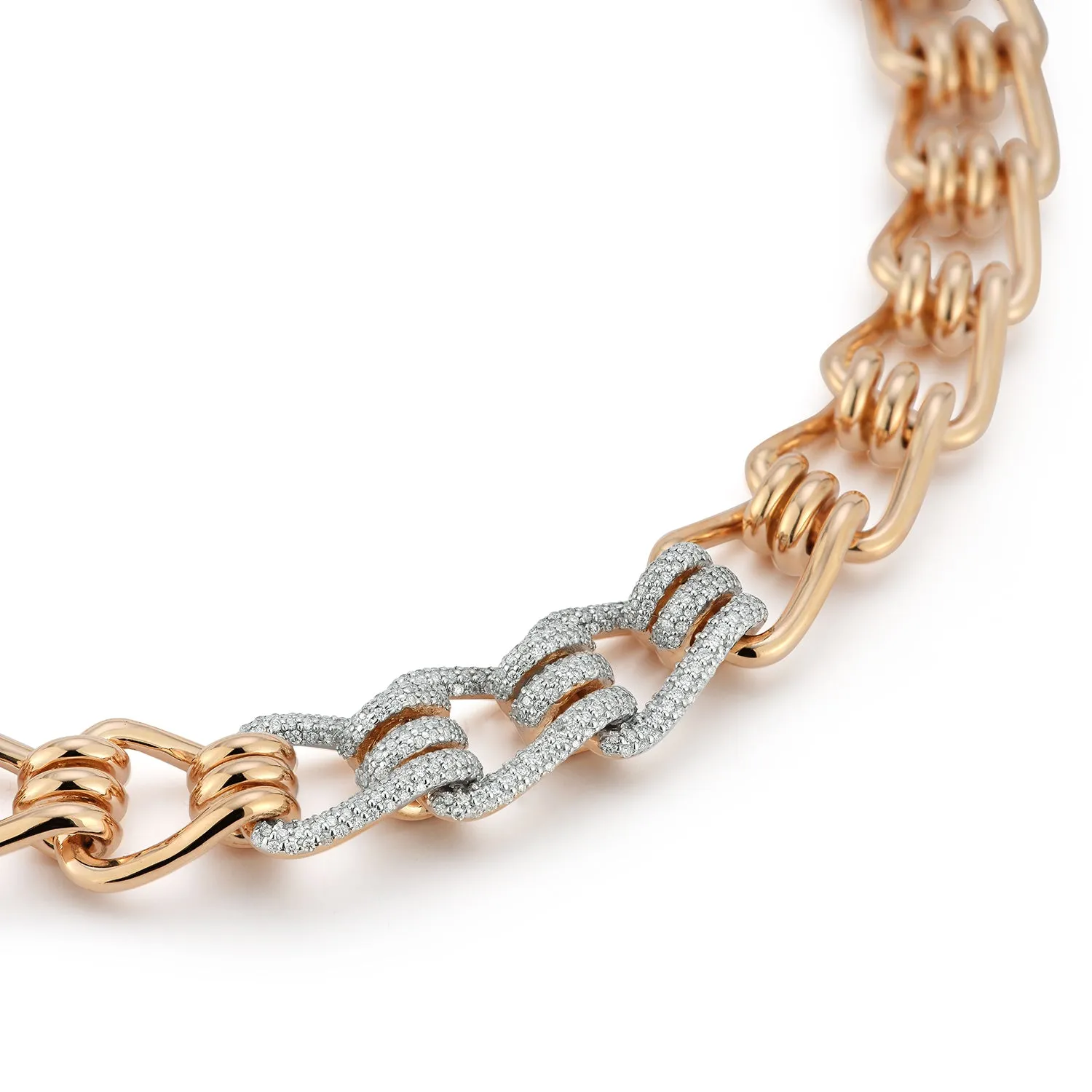 HUXLEY 18K GOLD AND DIAMOND COIL LINK NECKLACE