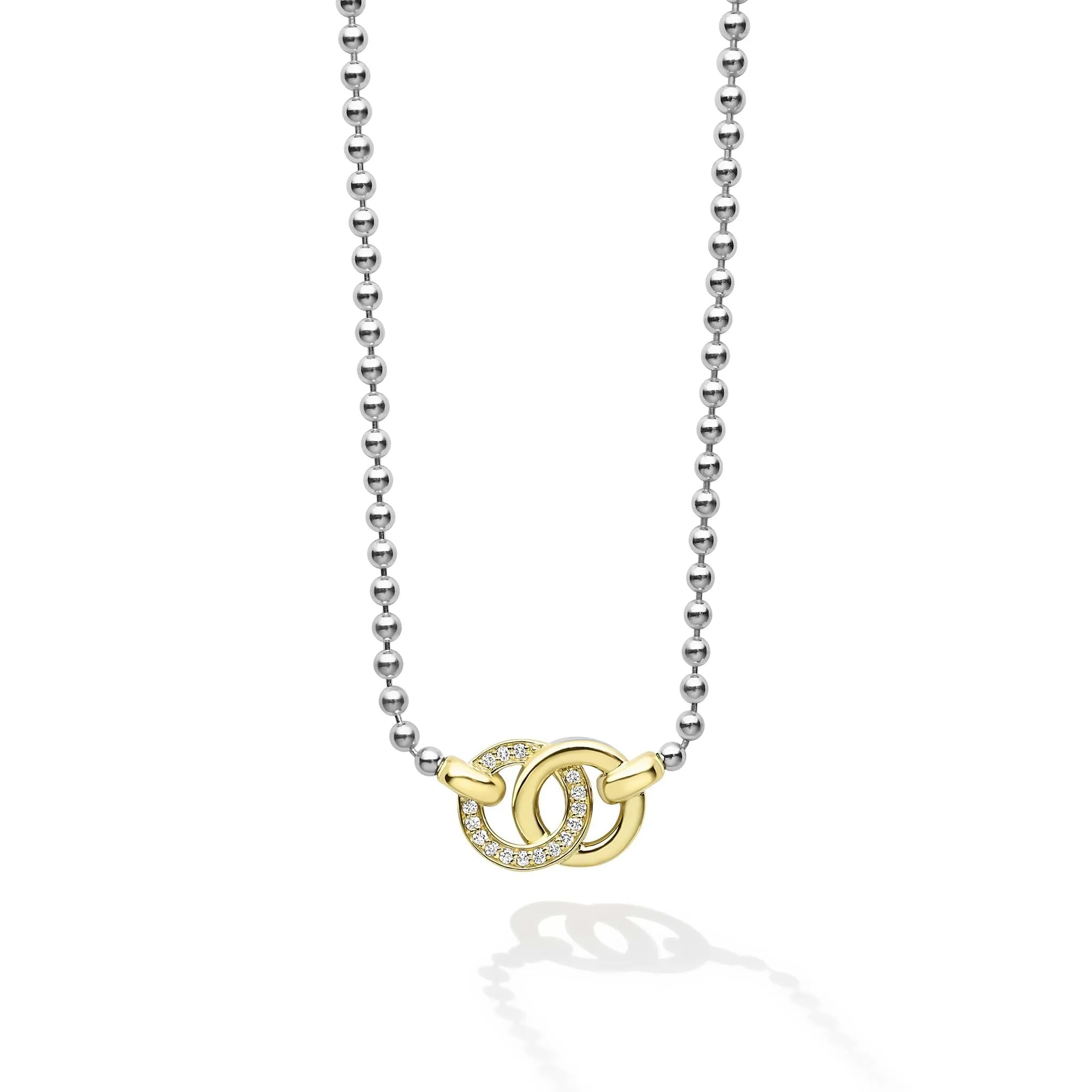 Interlocking Diamond Fixed Pendant Necklace
