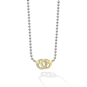 Interlocking Diamond Fixed Pendant Necklace