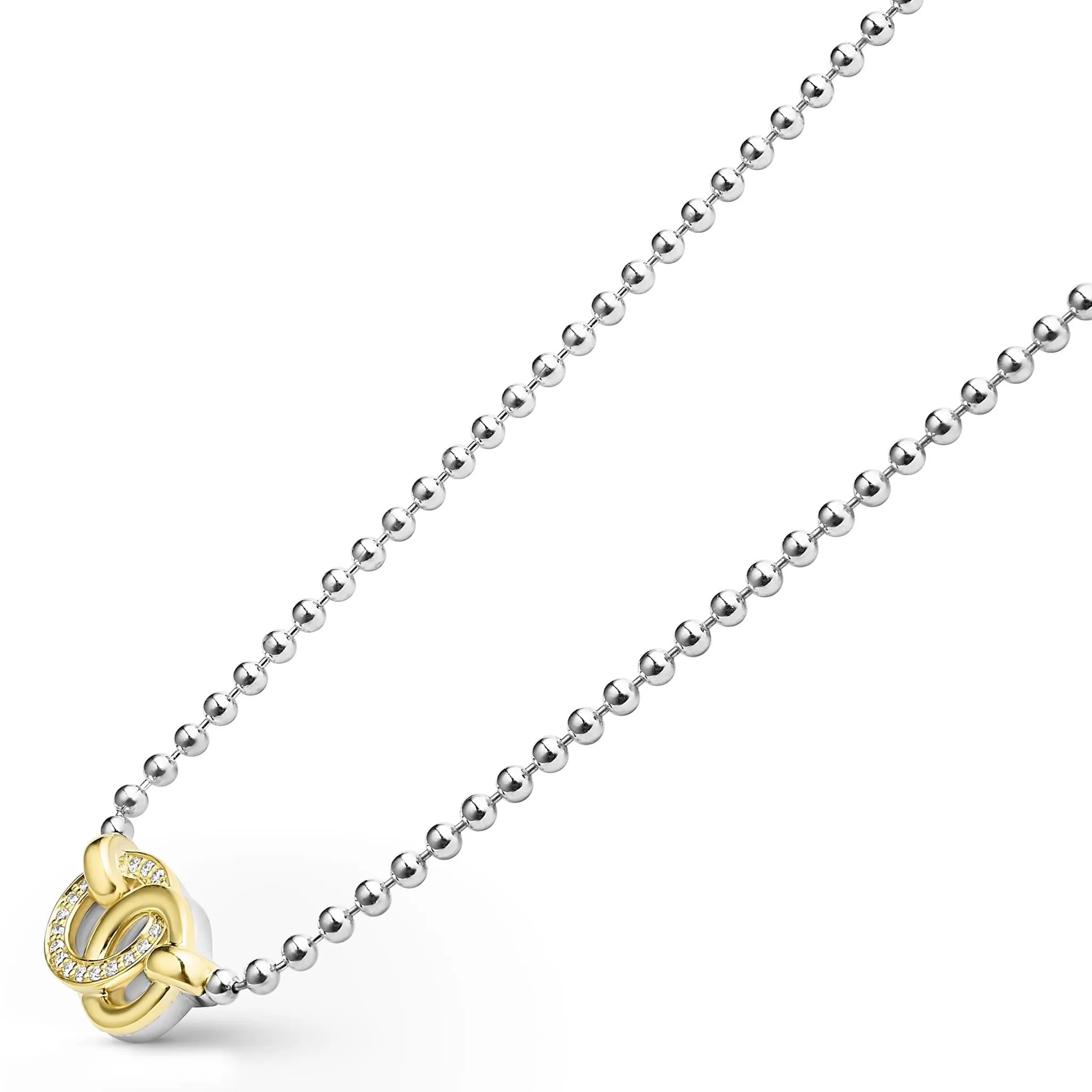 Interlocking Diamond Fixed Pendant Necklace