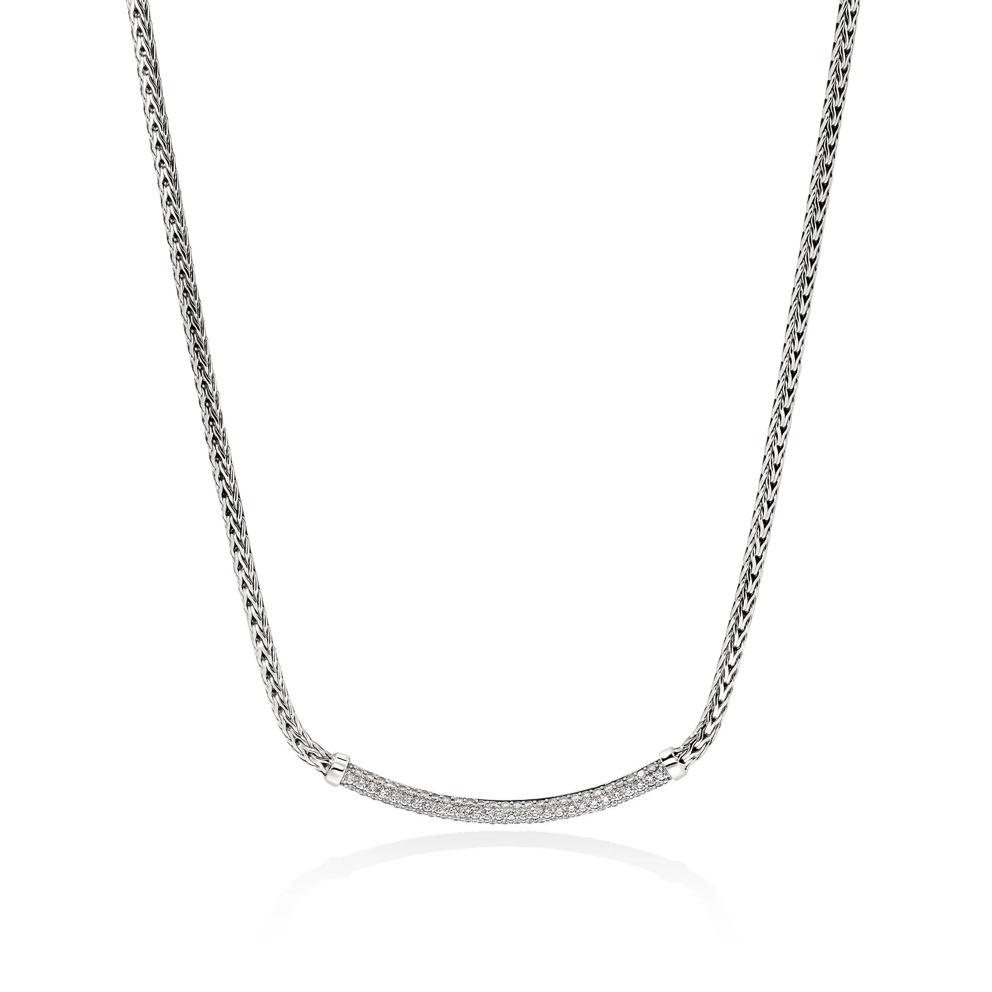 John Hardy center diamond curved bar necklace
