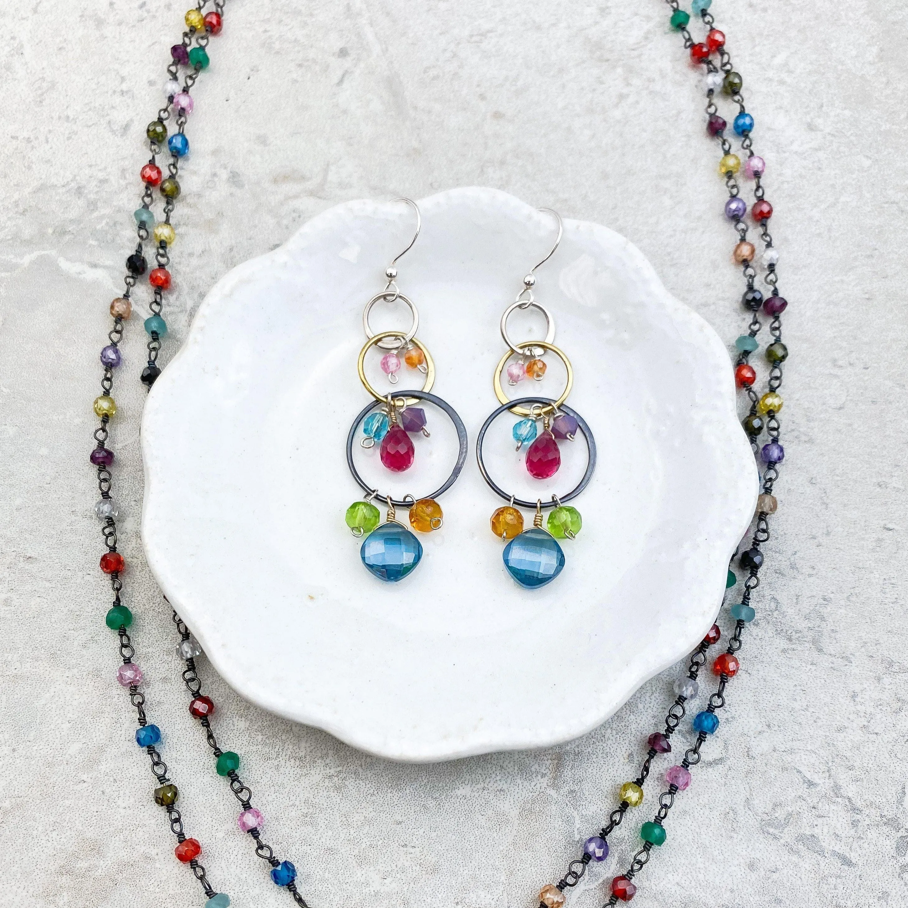Joy Three-Tone Earrings Mixed Metal