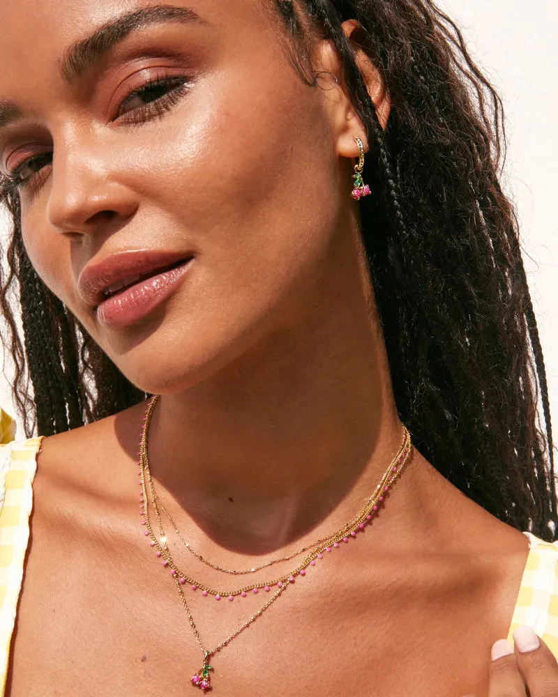 Kendra Scott Cherry Huggie Earrings Gold Berry Kyocera Opal