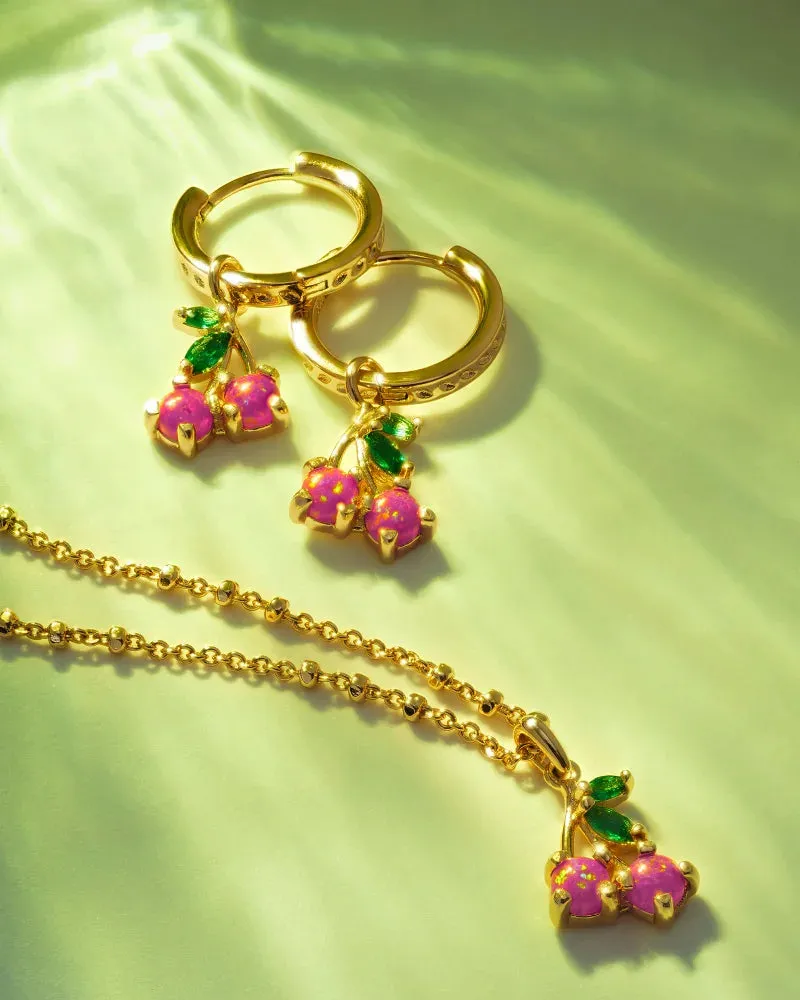 Kendra Scott Cherry Huggie Earrings Gold Berry Kyocera Opal
