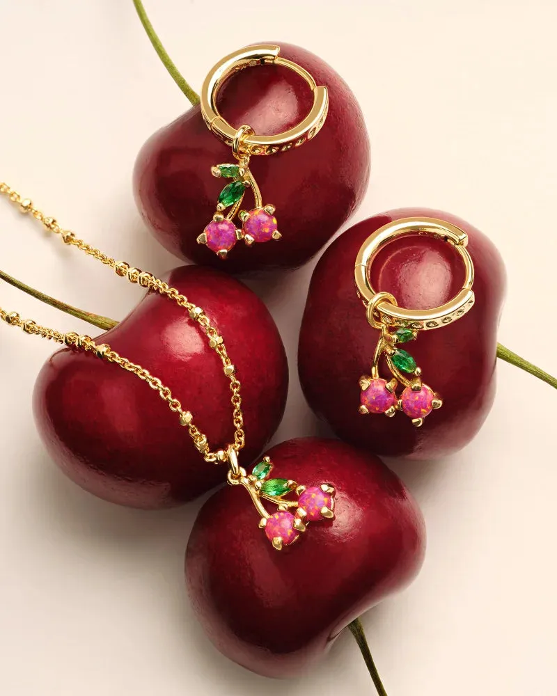 Kendra Scott Cherry Huggie Earrings Gold Berry Kyocera Opal