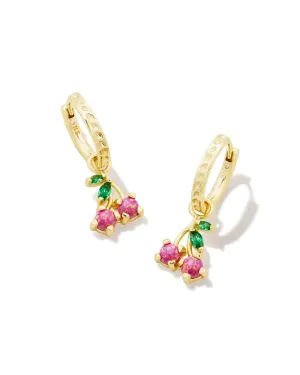 Kendra Scott Cherry Huggie Earrings Gold Berry Kyocera Opal