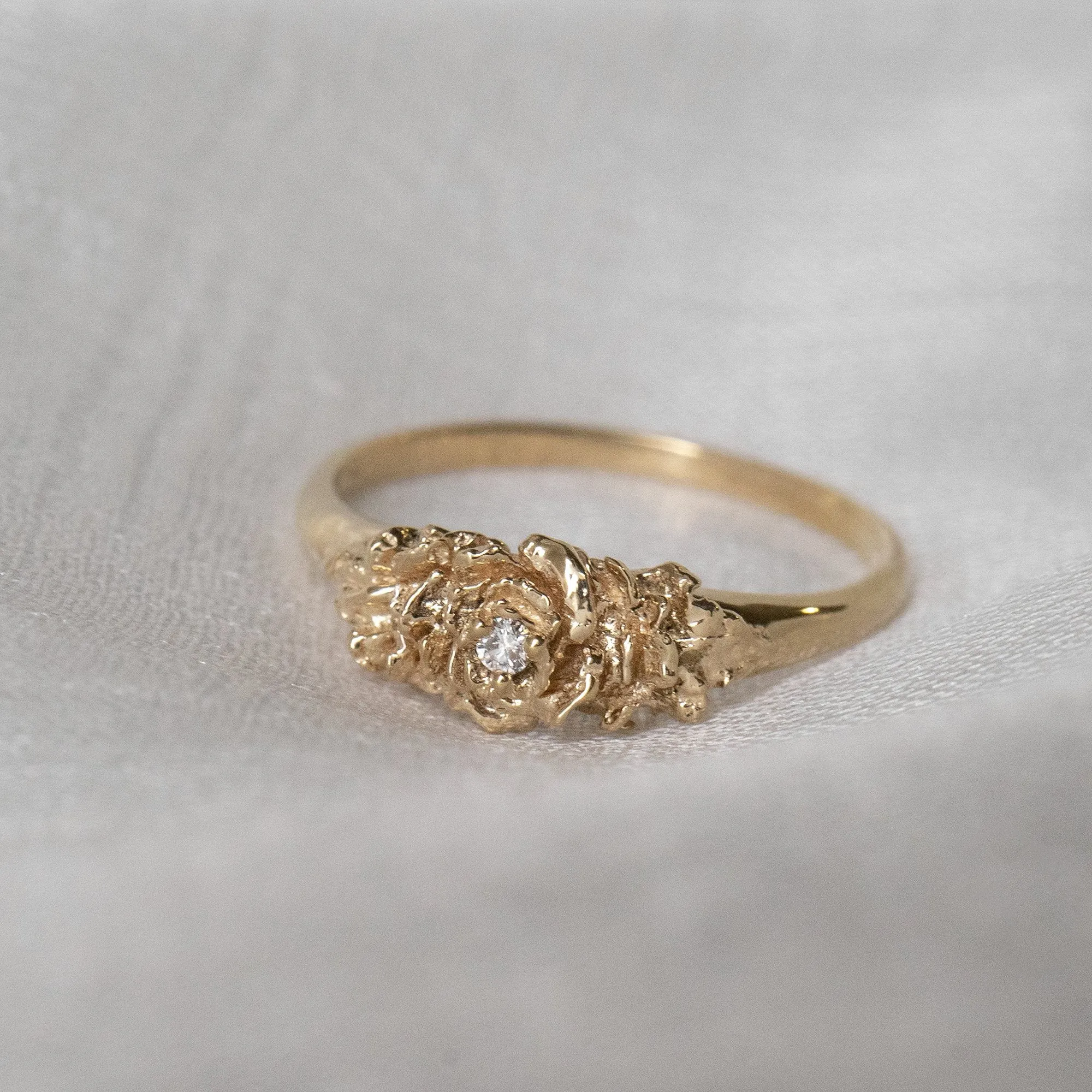 Lab Grown Old Garden Rose Signet Ring