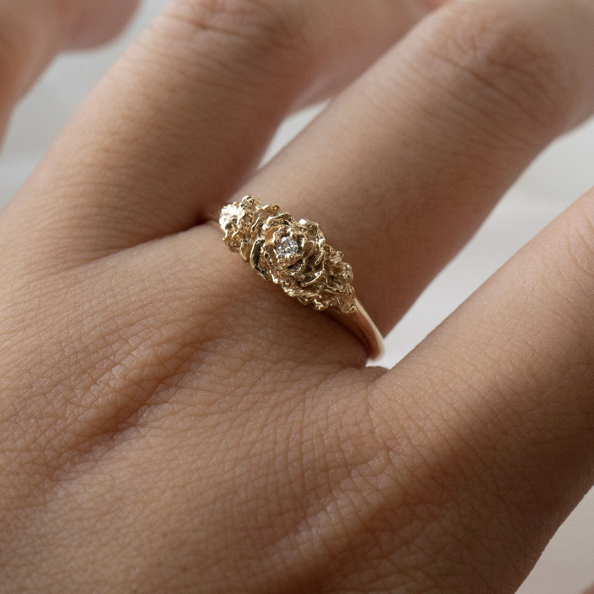 Lab Grown Old Garden Rose Signet Ring