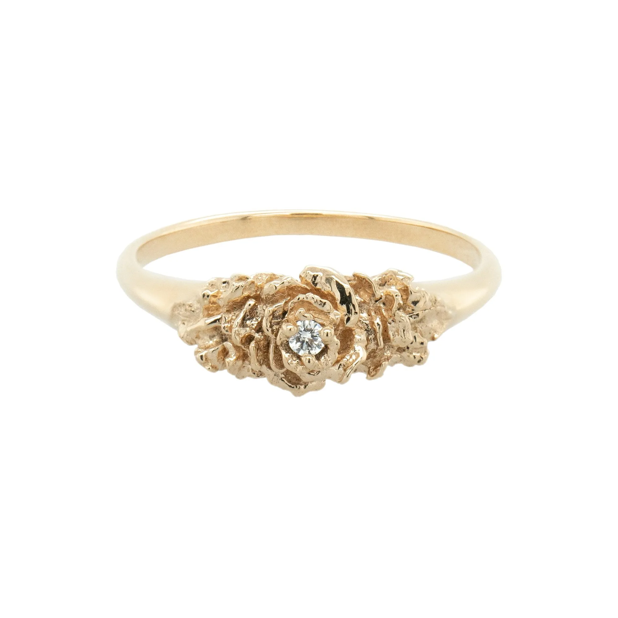 Lab Grown Old Garden Rose Signet Ring