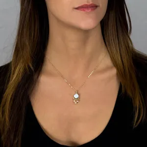 Lab Opal Pearl Clover Necklace