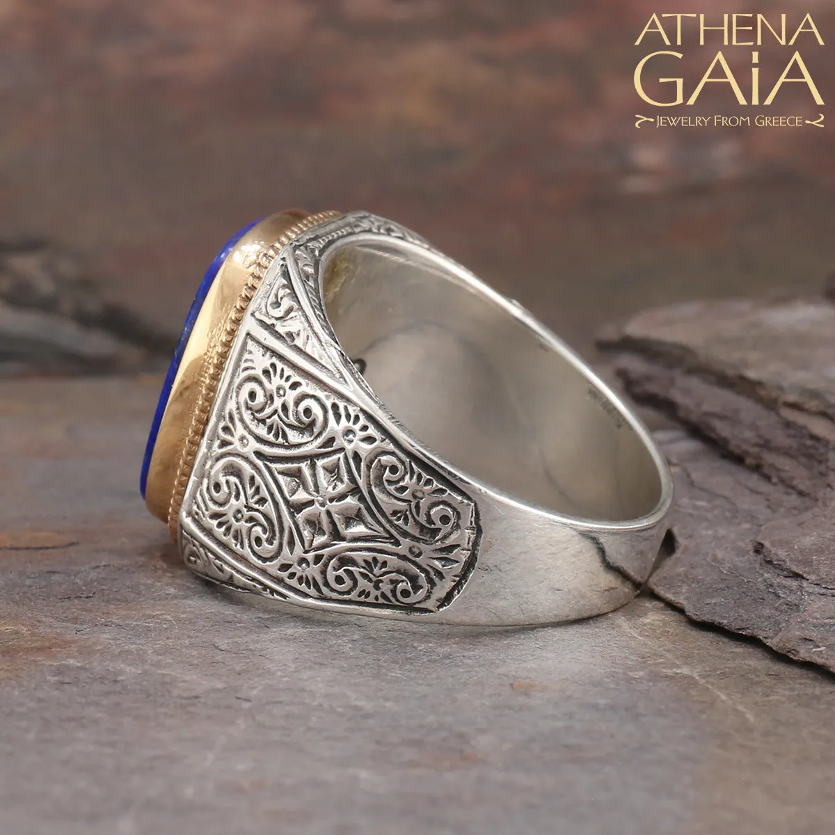 Long Flat Etched Shank Band Ring
