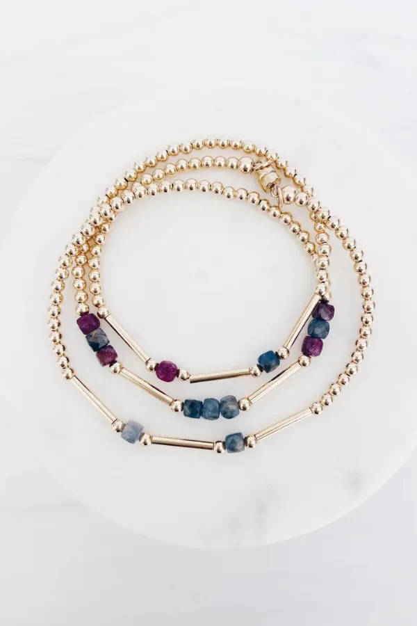 MAC & RY JEWELRY - SQUARE GEMSTONE WRAP BRACELET