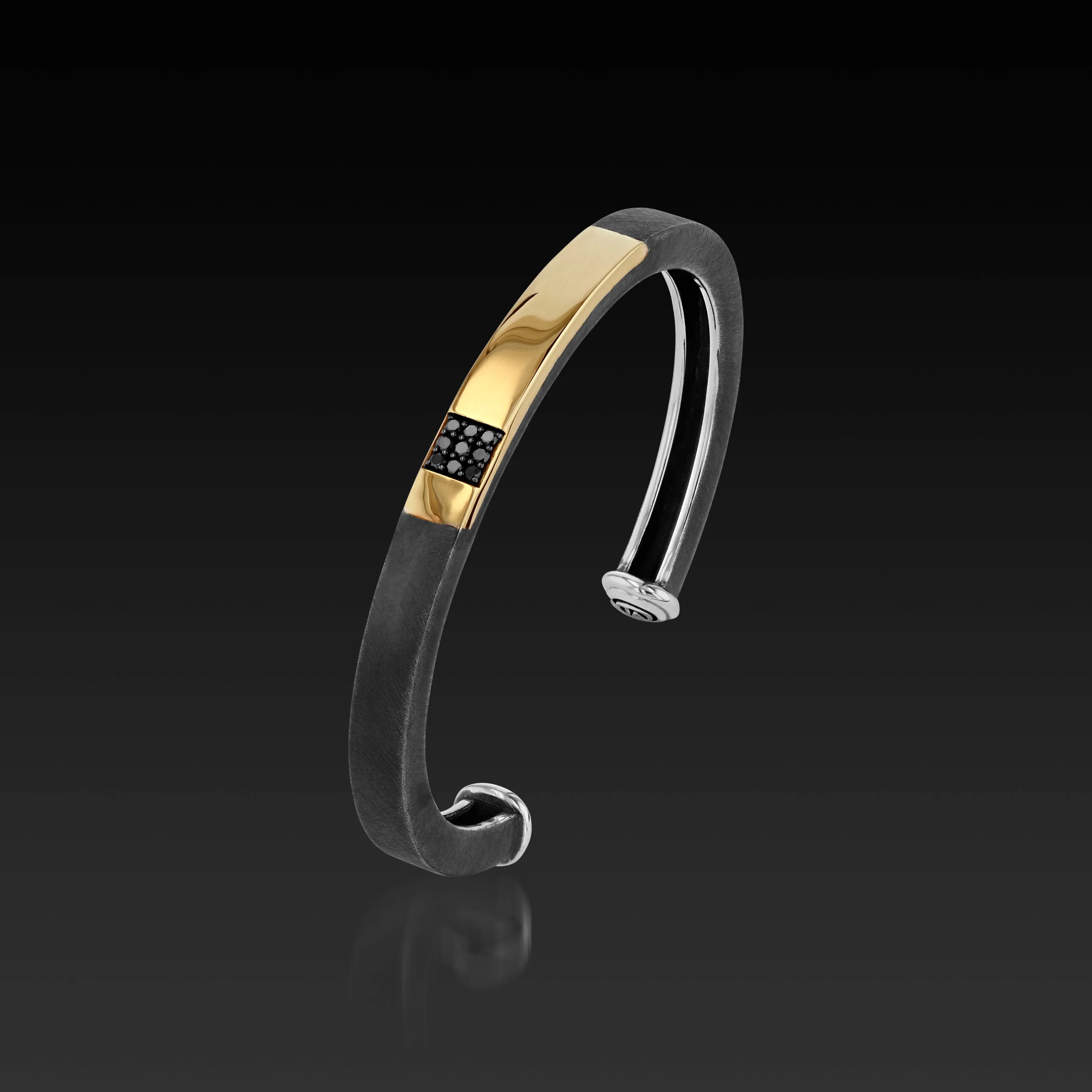 Men's Duplex Cuff with Black Pave Diamonds