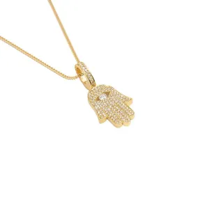 Micro Diamond Hamsa Necklace Pendant