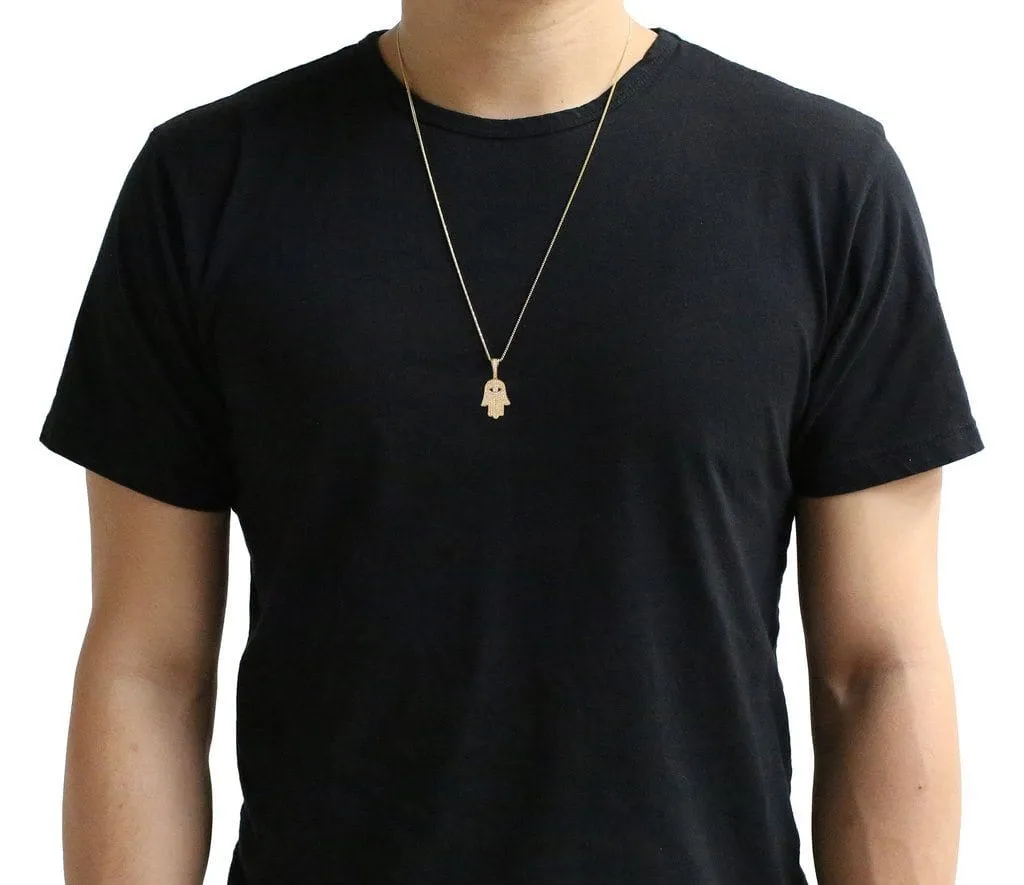 Micro Diamond Hamsa Necklace Pendant