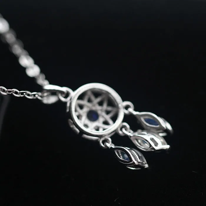 Moonstone Pendant Necklace White Gold Plated Silver Handmade Gemstone Jewelry Women