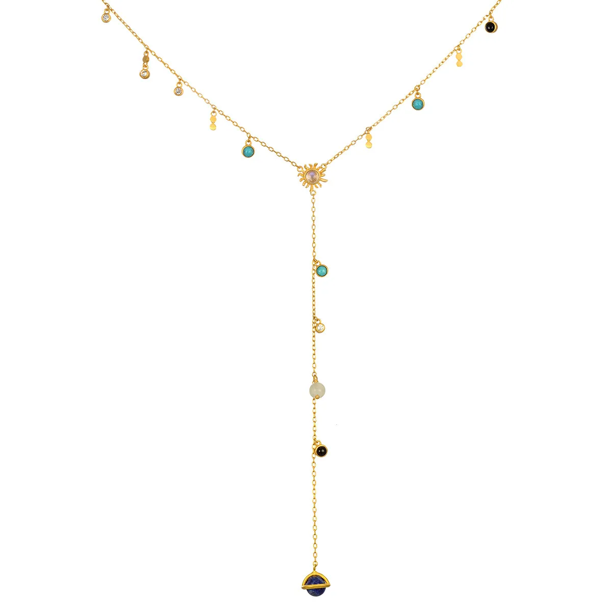 Multi Charm Lariat Necklace