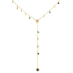 Multi Charm Lariat Necklace