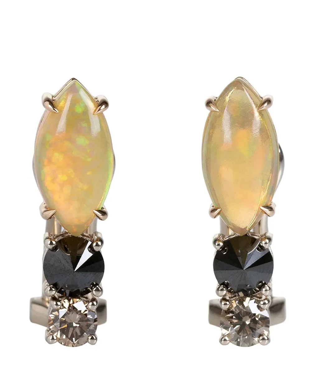 Multi Shaped Opal and Diamond Earrings