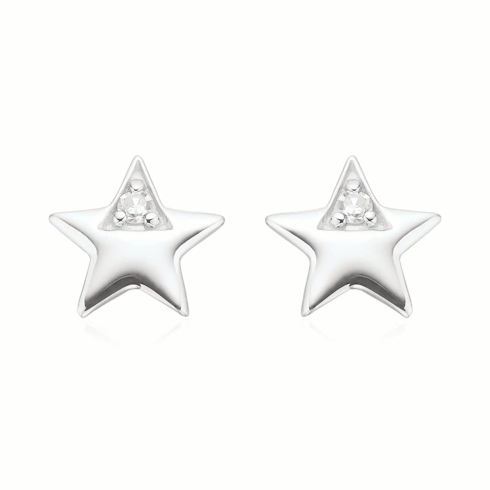 My First Diamond Kids Sterling Silver Star Stud Earrings