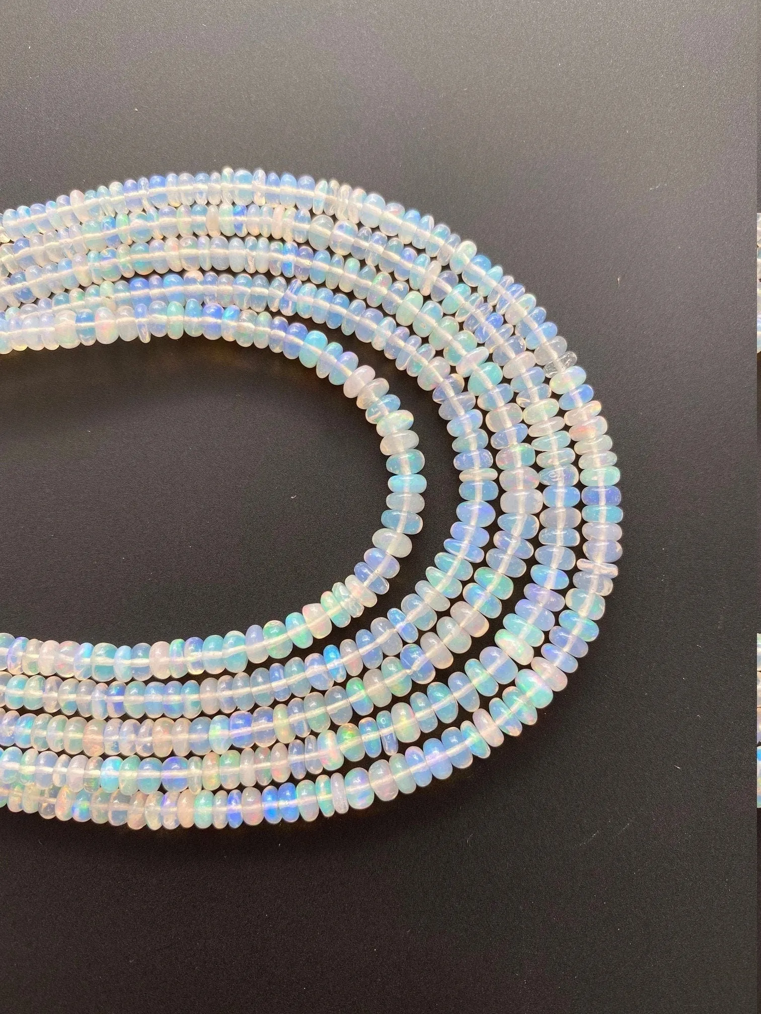 Opal Beads , Ethiopian Opals Plain Beads | Graduated (3.25 to 4.75mm) | AAA Quality | 100% Natural | 16 Inches long Strand | #opal2