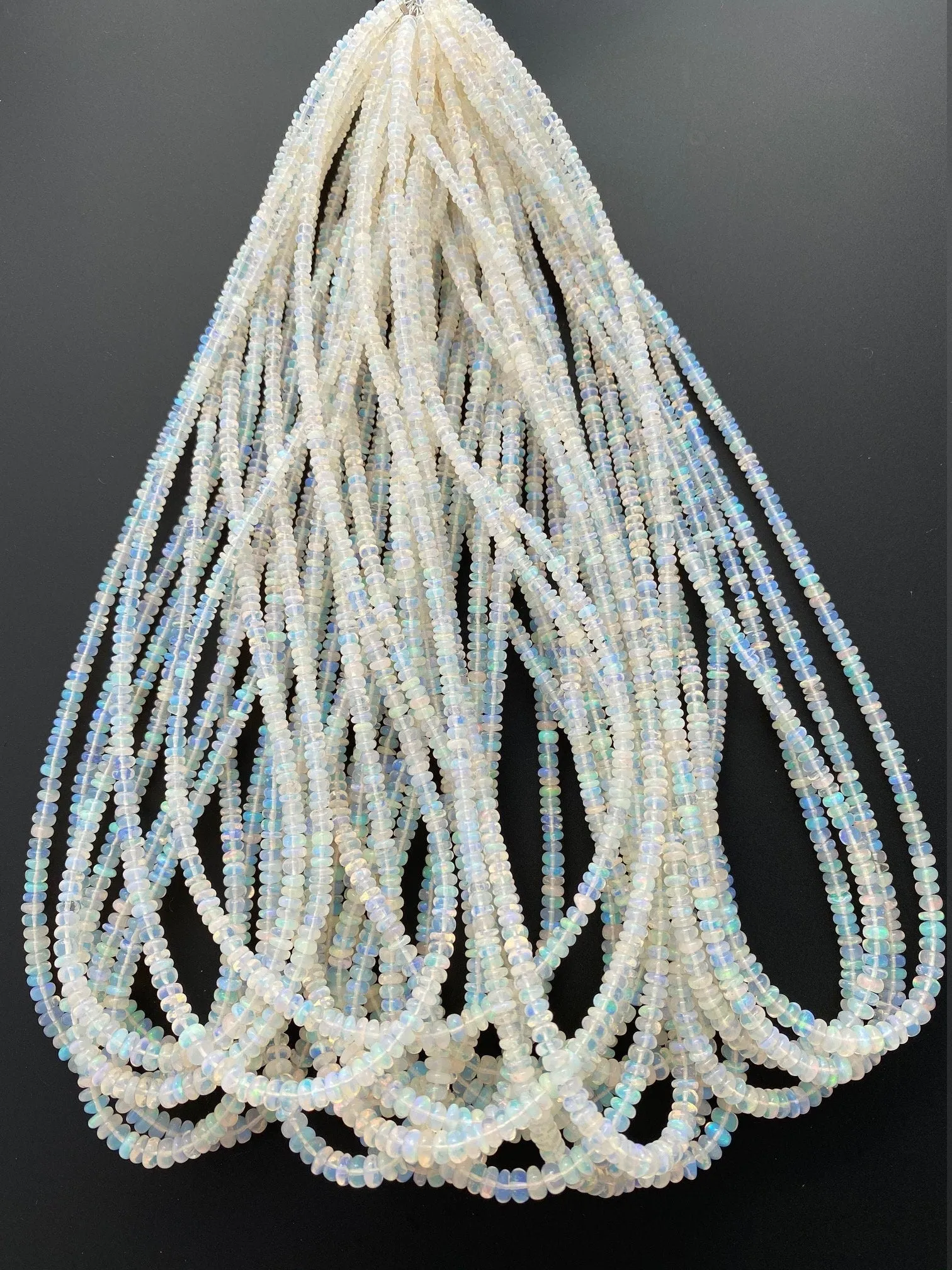 Opal Beads , Ethiopian Opals Plain Beads | Graduated (3.25 to 4.75mm) | AAA Quality | 100% Natural | 16 Inches long Strand | #opal2