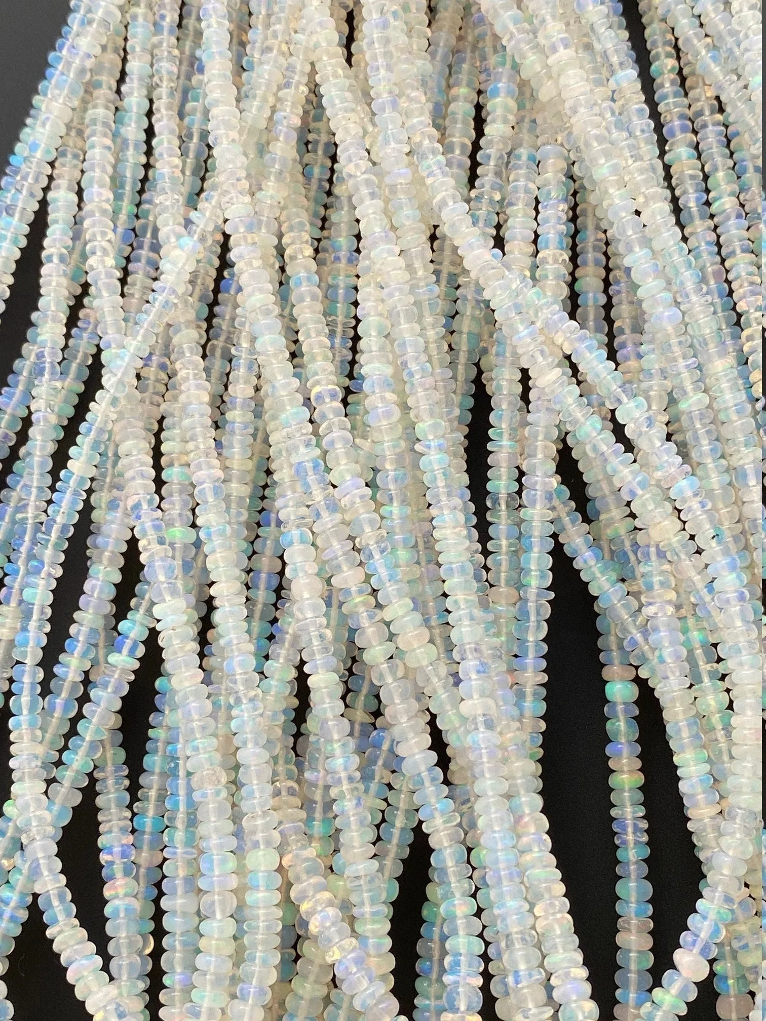 Opal Beads , Ethiopian Opals Plain Beads | Graduated (3.25 to 4.75mm) | AAA Quality | 100% Natural | 16 Inches long Strand | #opal2
