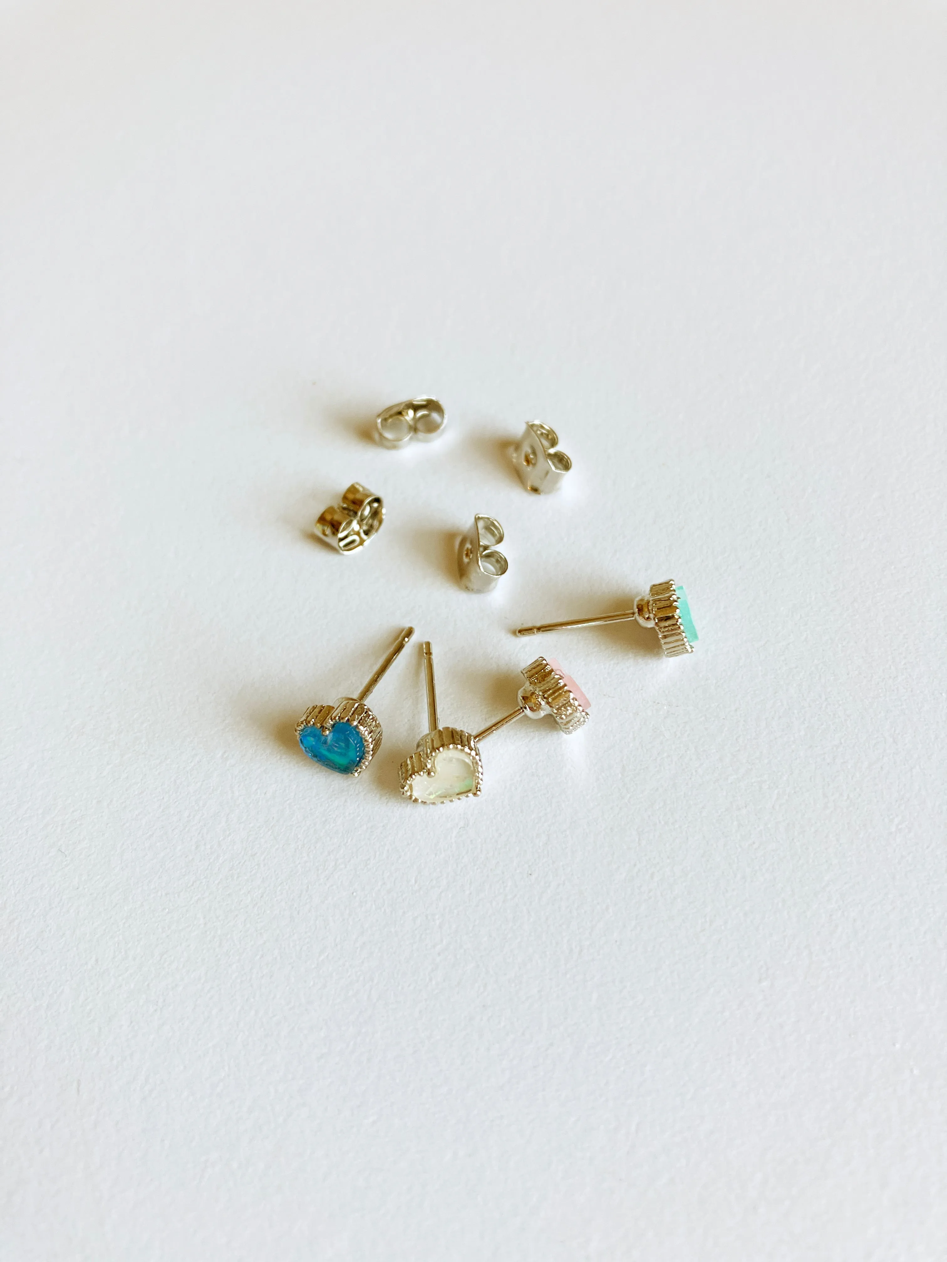 Opal Confetti Heart Earrings in Silver